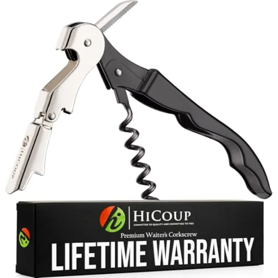 Wine Opener - Professional Corkscrews for Wine Bottles w/Foil Cutter and Cap Remover - Manual Wine Key for Servers, Waiters, Ba