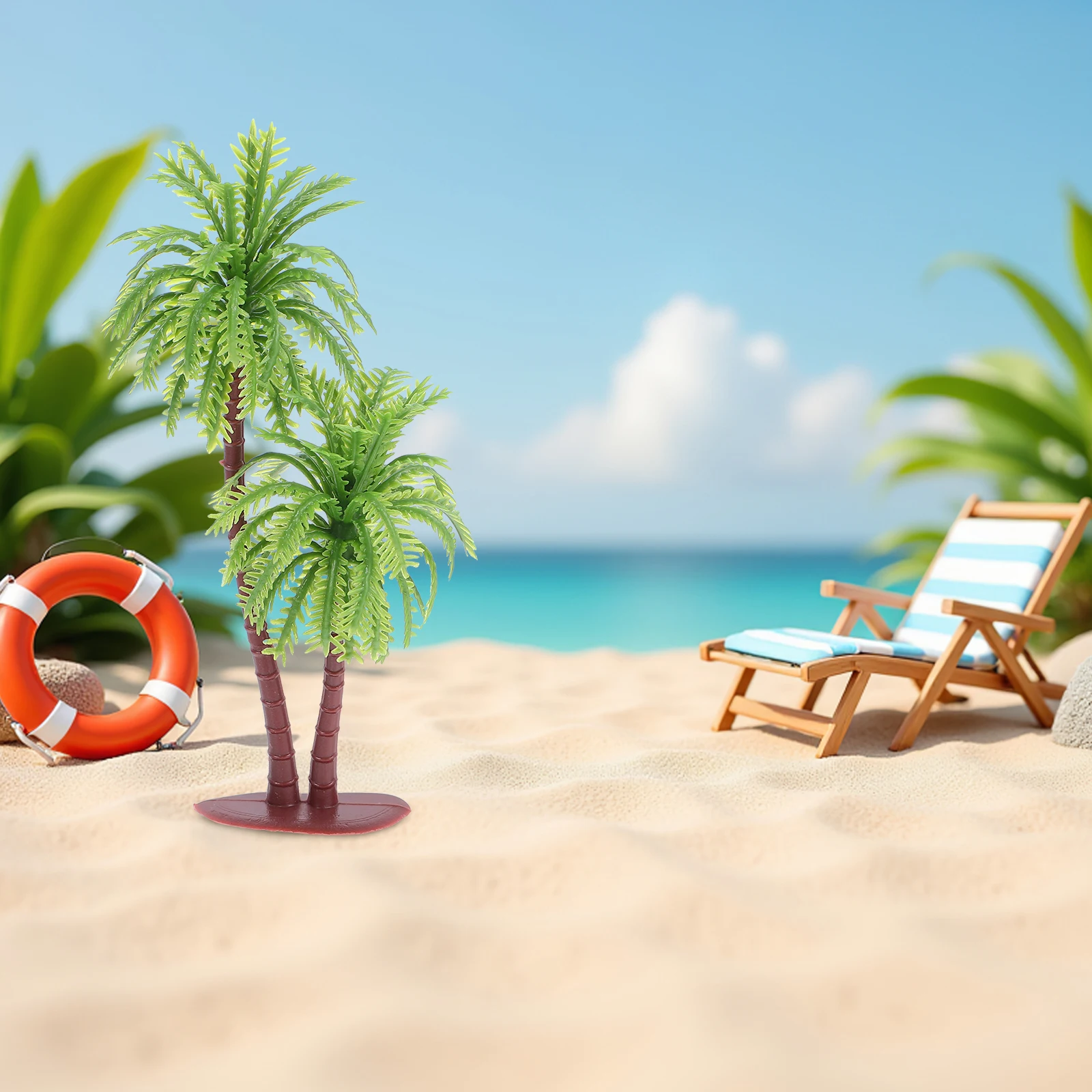 10 Pcs Sand Table Coconut Tree Photo Props Plastic Small Artificial Tropical Plants