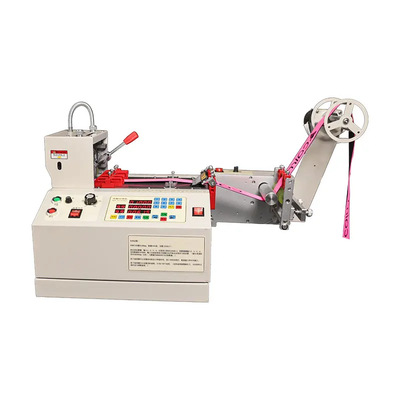 

TR-120LRS Automatic 120mm Automatic Elastic Cord Cold and Hot Cutting120mm Knife Wide Belt Feeding Tape Cutter Webbing Machine