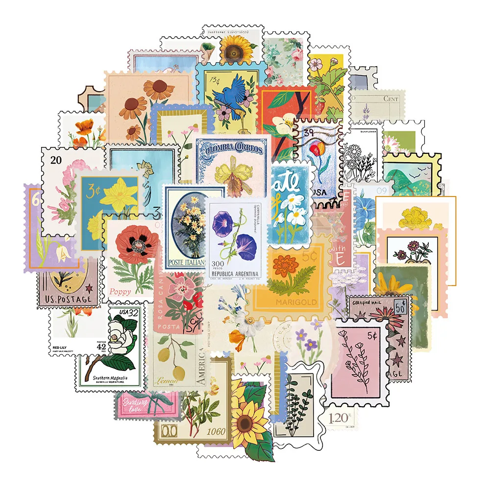 250PCS Fun Fashionable Flowers Stickers Nostalgia Skateboard Phone Laptop Luggage Cartoon Coffee Motorcycle Phone Sticker