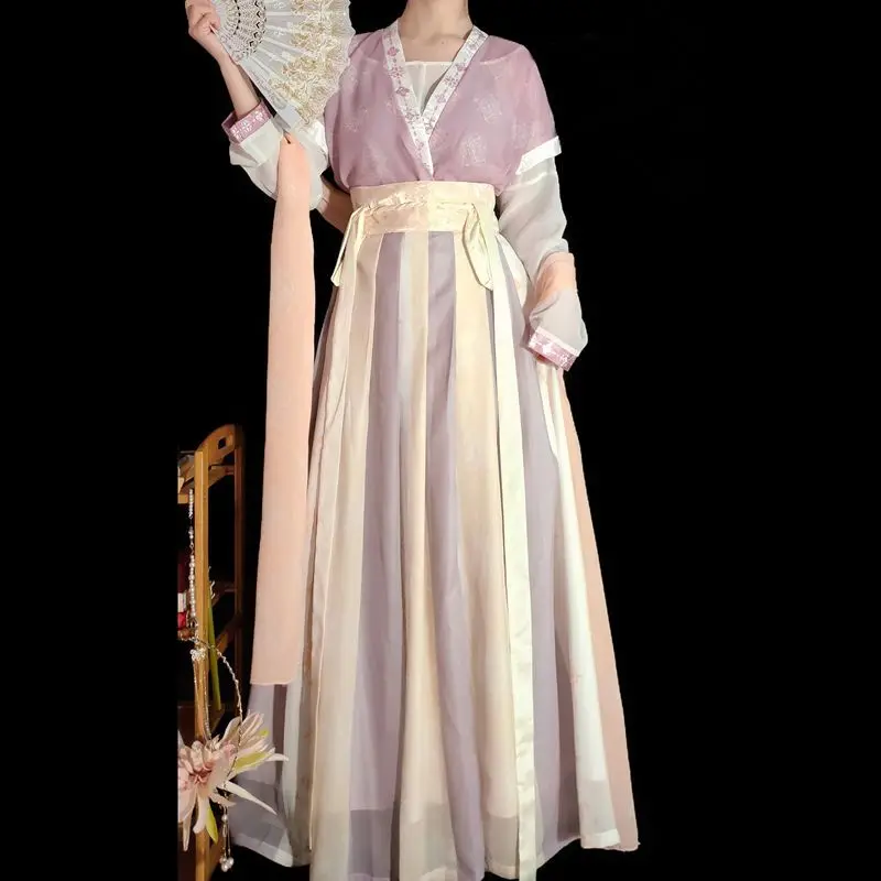 

‌ Аутентичный ханьфу династии Тан - женский традиционный костюм Beizi с короткими рукавами и круглым воротником, общий китайский костюм