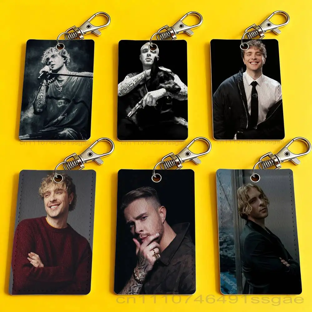 E-Egor Singer K-Kreed Rectangle Card Case Keychain Access Card Bag Key Tag Ring Leather Card Holder Key Ring Access