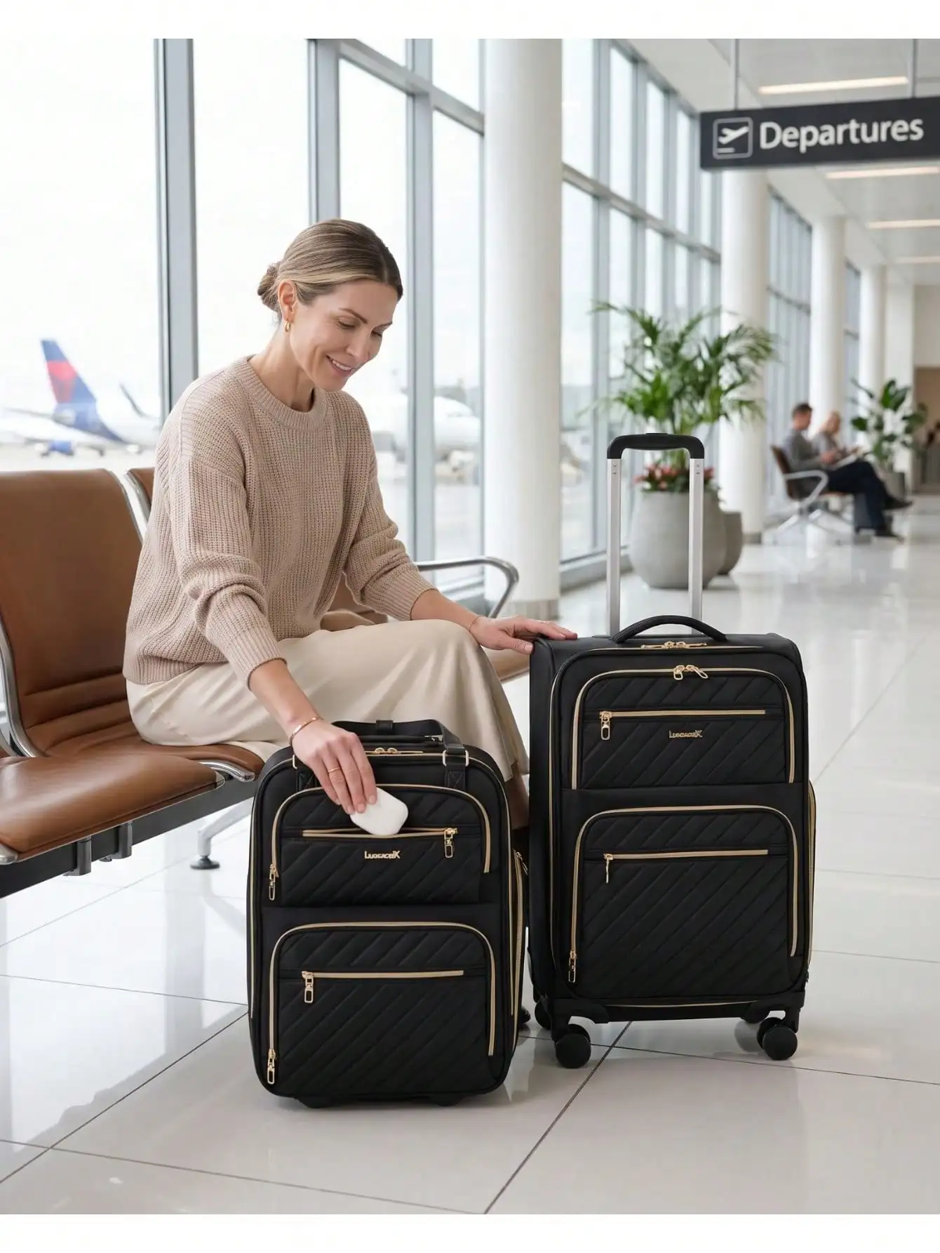 1/2-Piece Carry On Luggage Set With Wheels, 17
