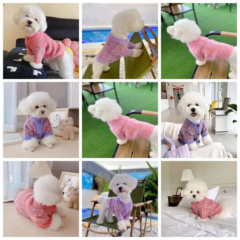 Fashion Autumn Winter Pet Sweater Cardigan Pet Dog Clothes Heart Warm Dogs Clothing Cat Small Thicken Cute Pink Girl Chihuahua