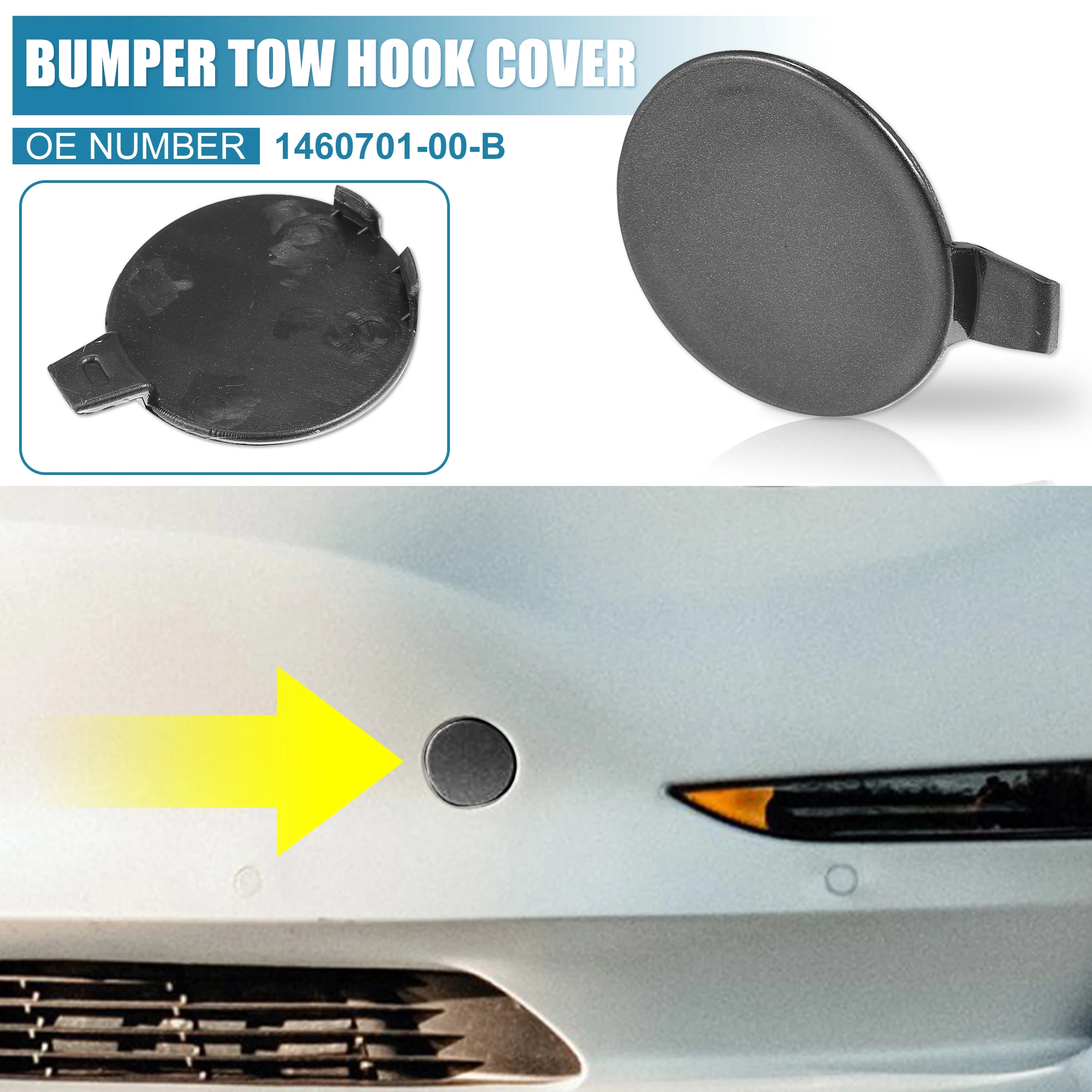 UXCELL Car Front Bumper Tow Hook Cover 1460701-00-b for Tesla Model 3 2017-2021 Tow Hook Eye Lid Cover Trailer Cap Silver