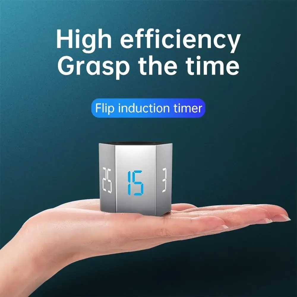 USB Timer LED Digital Kitchen Cooking Alarm Clock Countdown Timer Flip Cube Timer for Time Management, Concentration Improvement