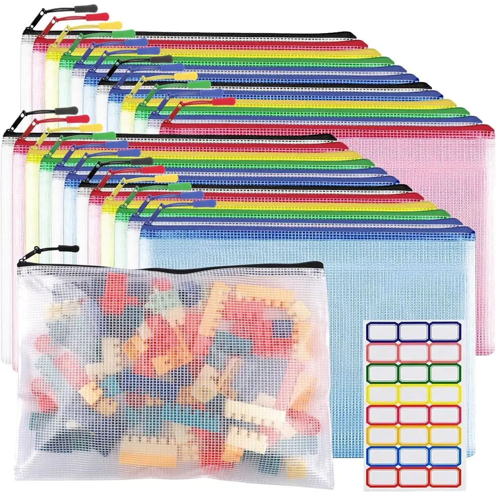 

Mesh Zipper Pouch Bags A4 Zipper Bags for Classroom Organization, Waterproof Document Zipper Pouches for Cosmetics, Travel Stora