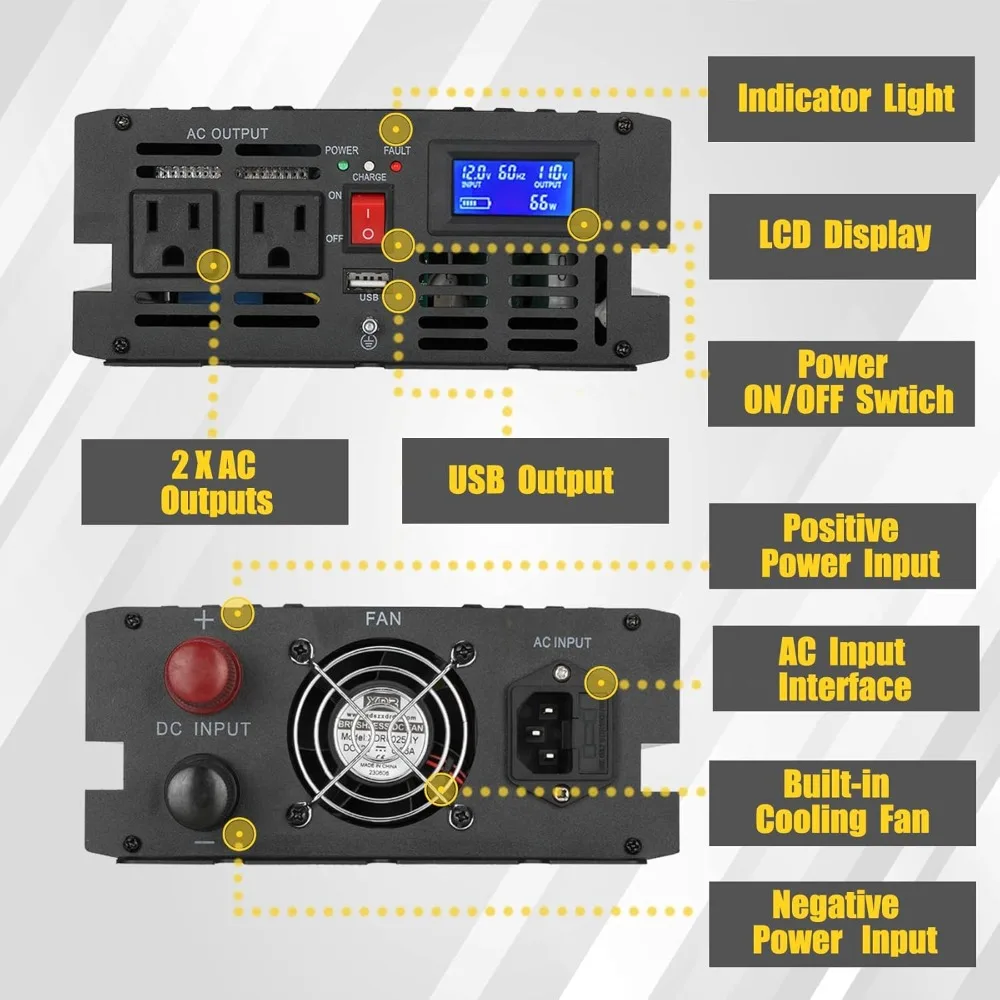 1500W Primary Sump Pump Battery Backup, Black, LCD Display, Auto Switches for Continuous Sump Pump Operation