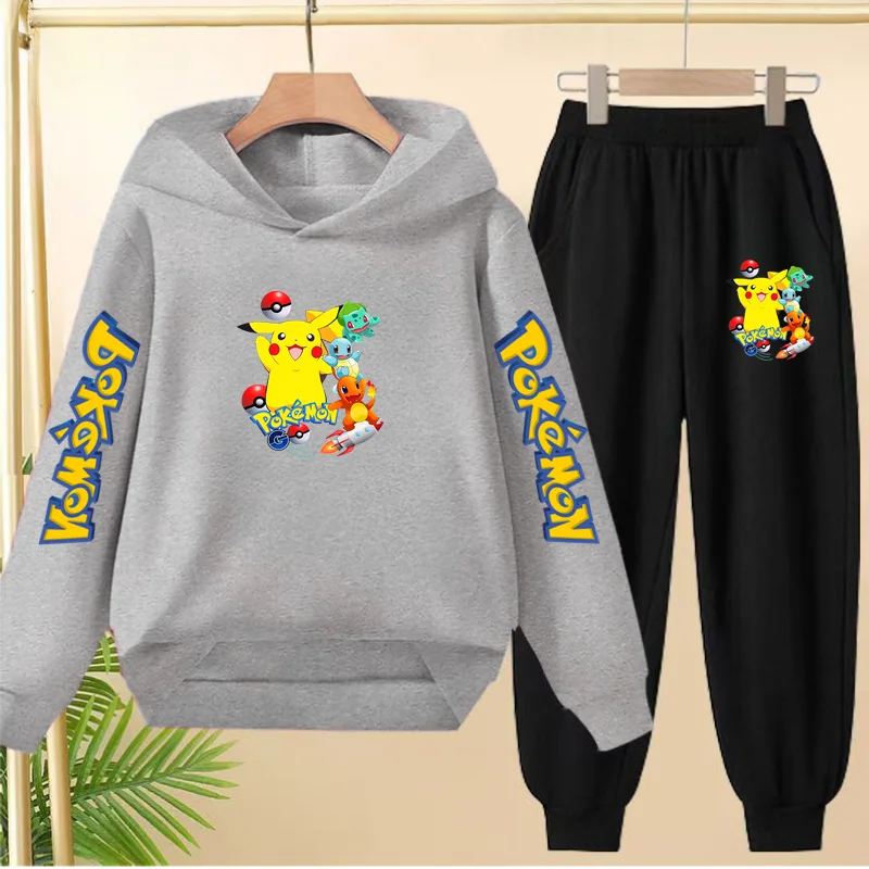 Kinder-Kapuzenpullover, hübsche Anime-Kleidung, 3–12 Jahre, elektrische Maus, heiß verkauft, Mantel, Sweatshirt + Hose, 2P, Jungen, Mädchen, Kleinkind, Freizeit-Set