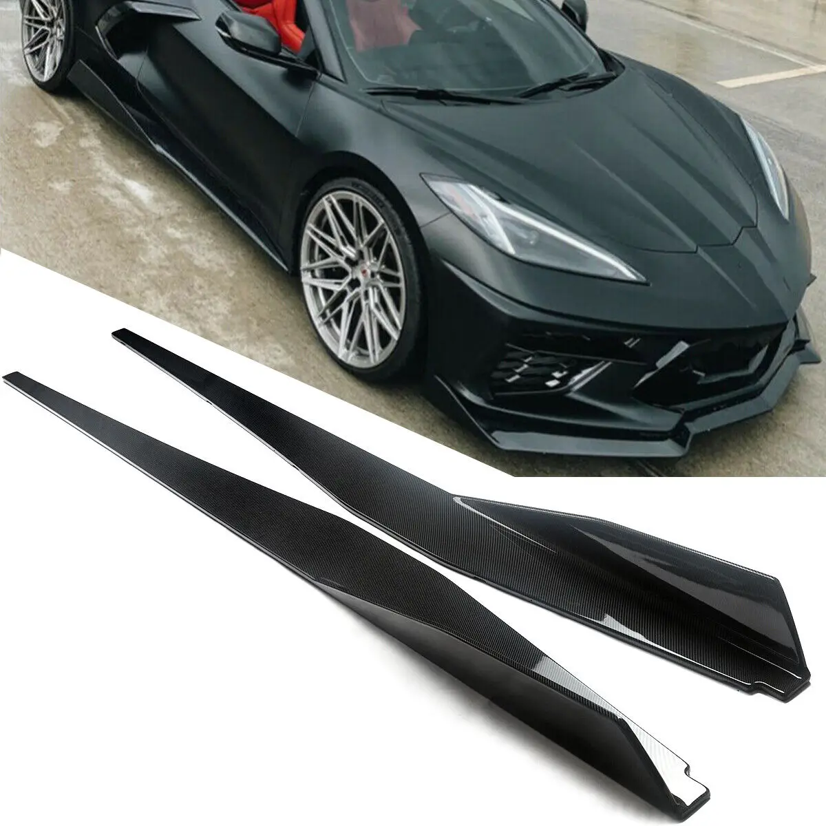 GM 5VM Style CARBON FLASH Side Skirts Rocker Panel Pair For 2020-Up Corvette C8