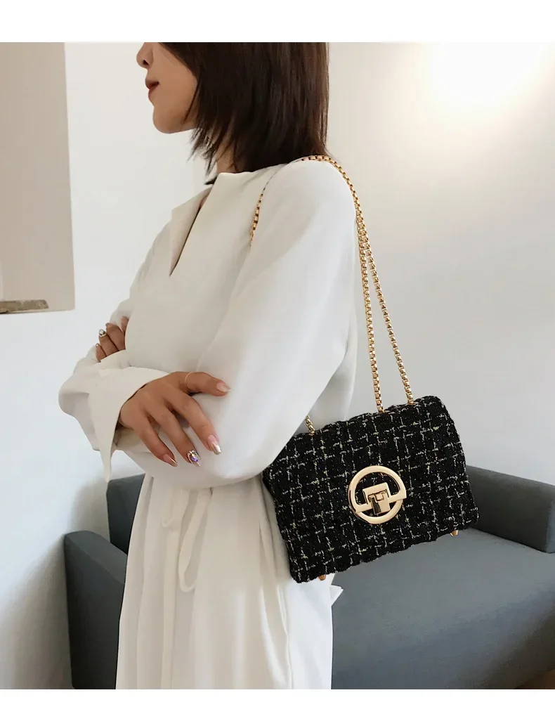 Instagram Super Fire Woven Bag Women\'s Bag New Trendy Korean Edition Fashion Versatile Chain One Shoulder Crossbody Bag