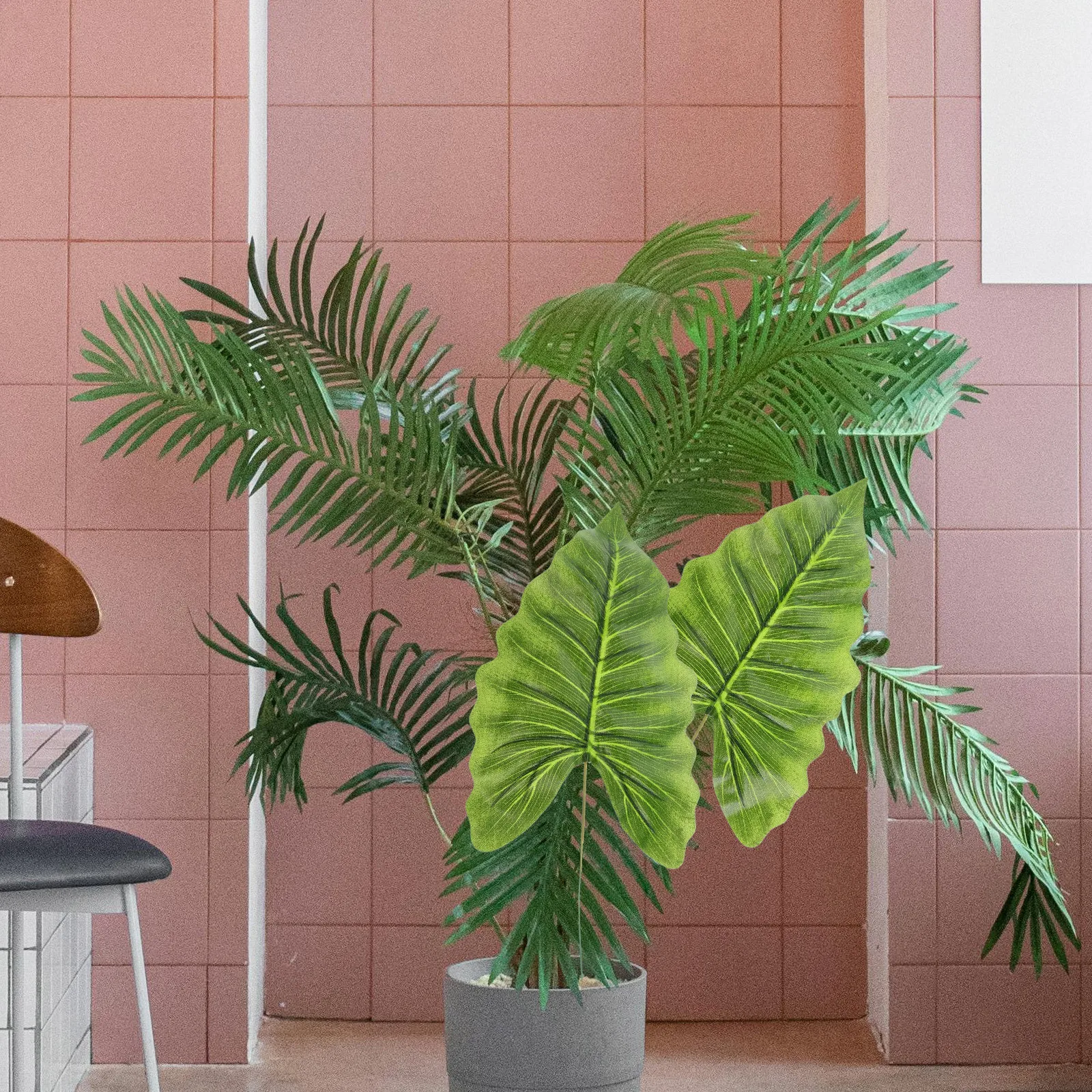 

3pcs Artificial Tropical Leaves Faux Leaves With Stems For Home Decor Wedding Party Beach Diy Greenery Props Lifelike Plant