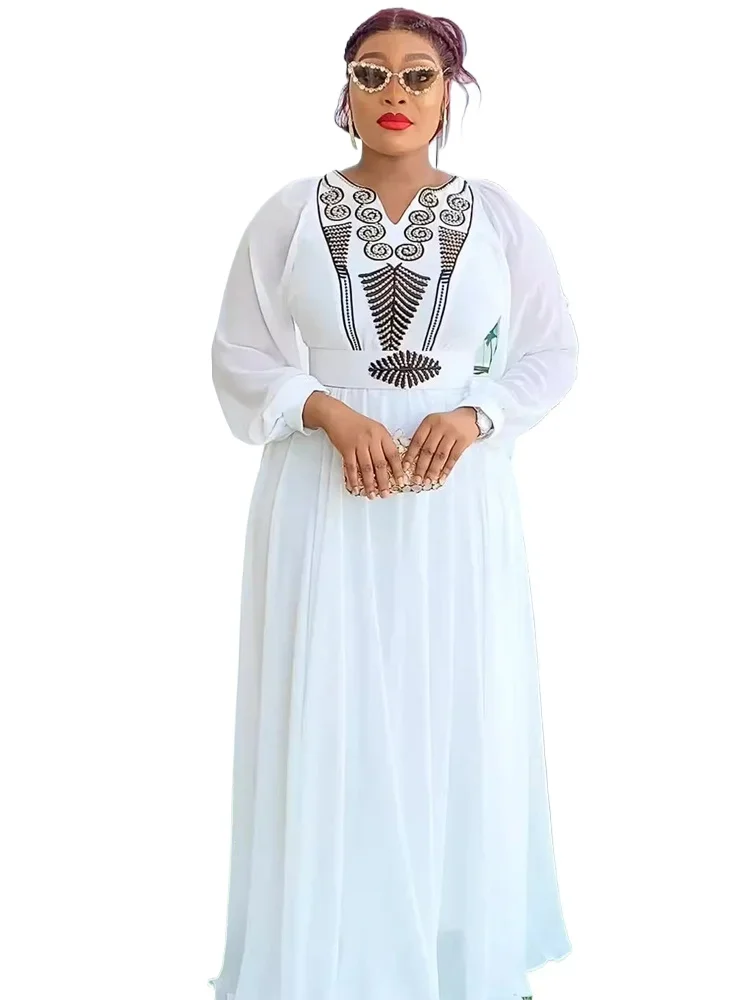 

Chiffon Long Dresses For Women Wedding Party Prom Evening Gowns African Ankara Dashiki Outfits Dubai Abayas 2024 Africa Clothing