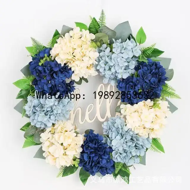 

ZZ festival hello wreath door decoration hydrangea rattan ring window decoration wall wall hanging