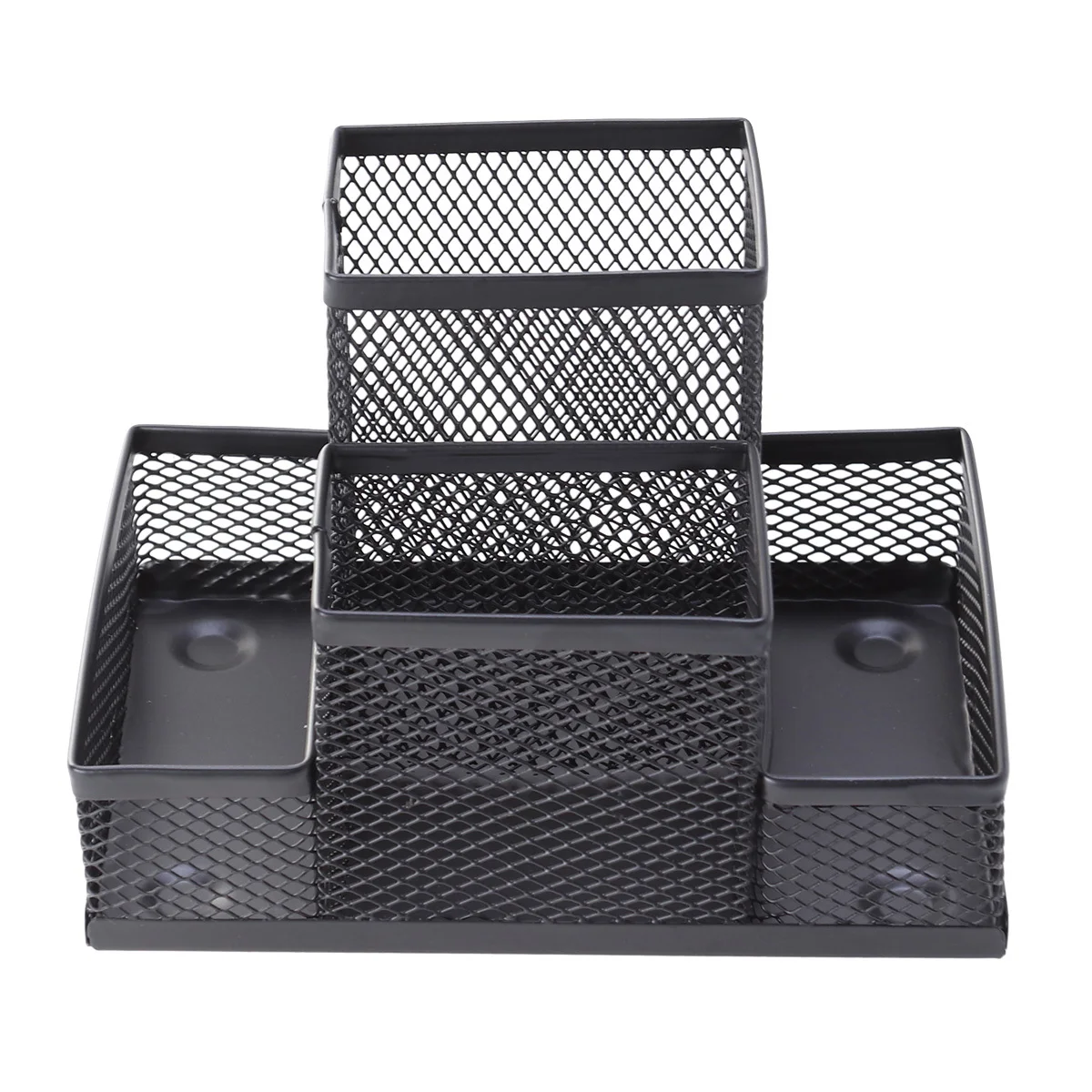 

4 Compartments Metal Mesh Pen Holder Stationery Organizer for Office Desk Storage Multifunction Organizer