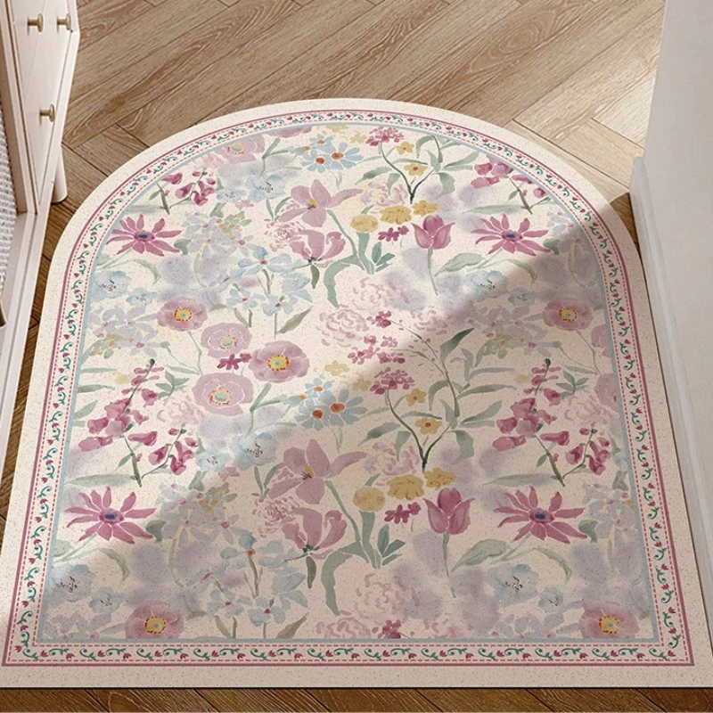 

Entrance Carpet Pvc Waterproof Leather Door Rug Arched Floor Mats Flowers Porch Carpets Home Decoration Rugs Anti-slip Door Mat