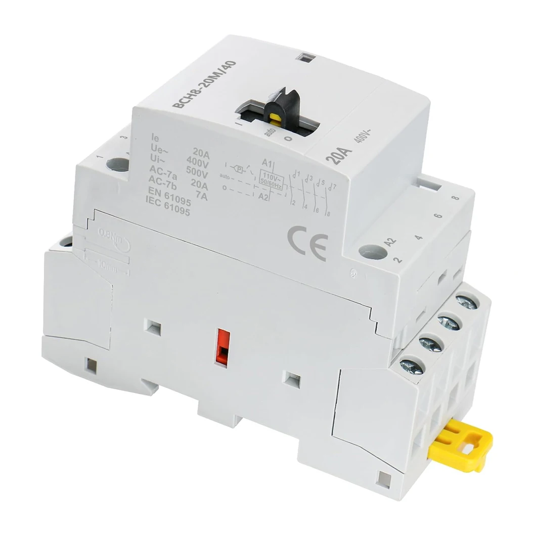 ABILKEEN BCH8-20M/40 4Pole Manual Household AC Contactor 20A Load 4NO 50/60Hz Modular Contactor Circuit Manual/Automatic Control