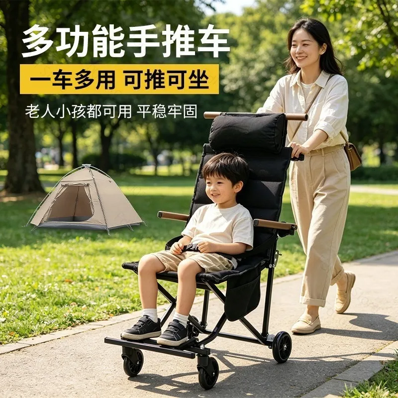 Outdoor Folding Chair with Wheels Camping Park Ultra-light Portable Travel Shopping Folding Chair Cart