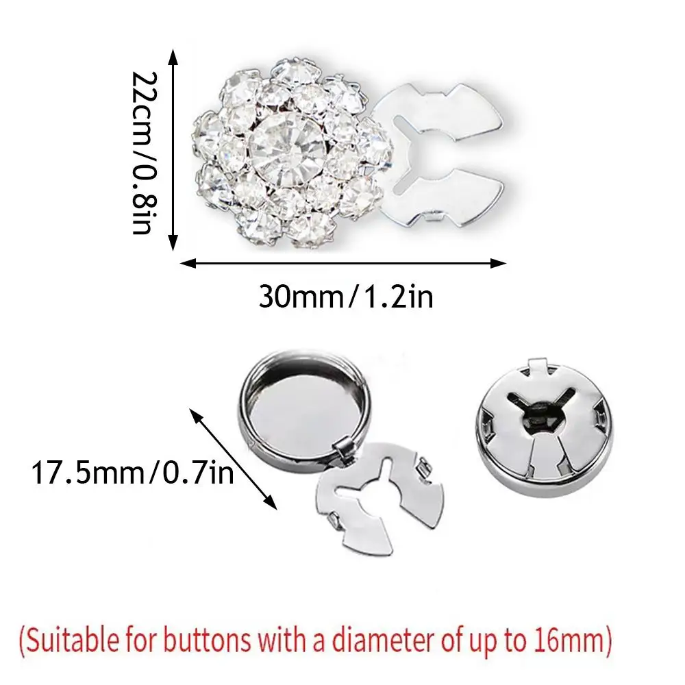 3pcs/set Rhinestone Buttons Covers Crystal Buttons Clip Button Jewelry Cufflink Decorations High Quality Sewing DIY Craft