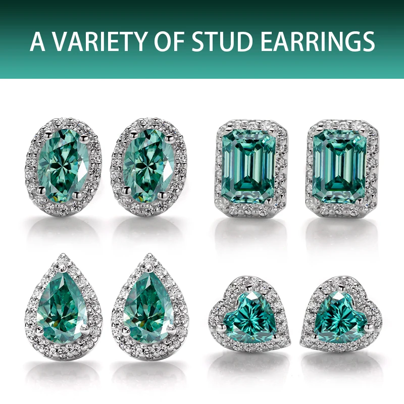 D Color 925 Sterling Silver 0.5-1CT Moissanite Stud Earrings for Women Sparkling Fashion Luxury Wedding Earring Jewelry Gifts