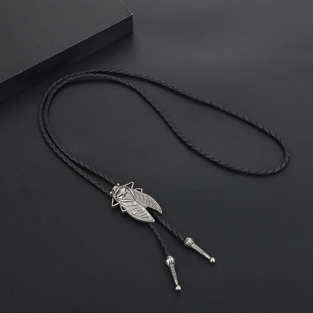 European Hot Selling Men Bolo Tie Necklace Braided Wax Cord Zinc Alloy Pendant Retro Personality Fashion Neck Accessories
