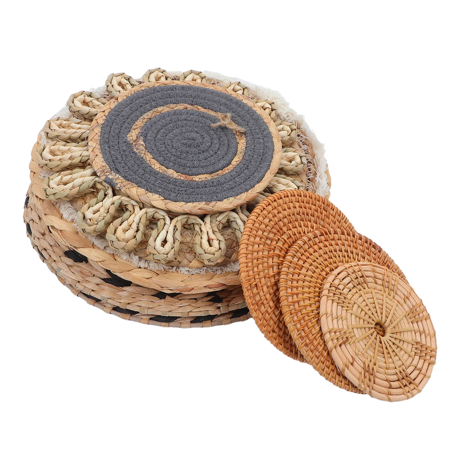 

11Pcs Boho Wall Decor Handwoven Baskets Natural Grass Rustic Artistic Display Home Farmhouse Bohemian Decoration