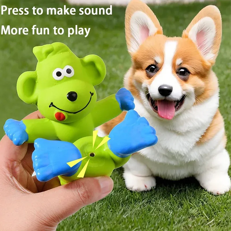 Giocattoli striduli per animali domestici in gomma a forma di scimmia da masticare per cani di taglia piccola, media e grande, resistente al morso, molatura dei denti