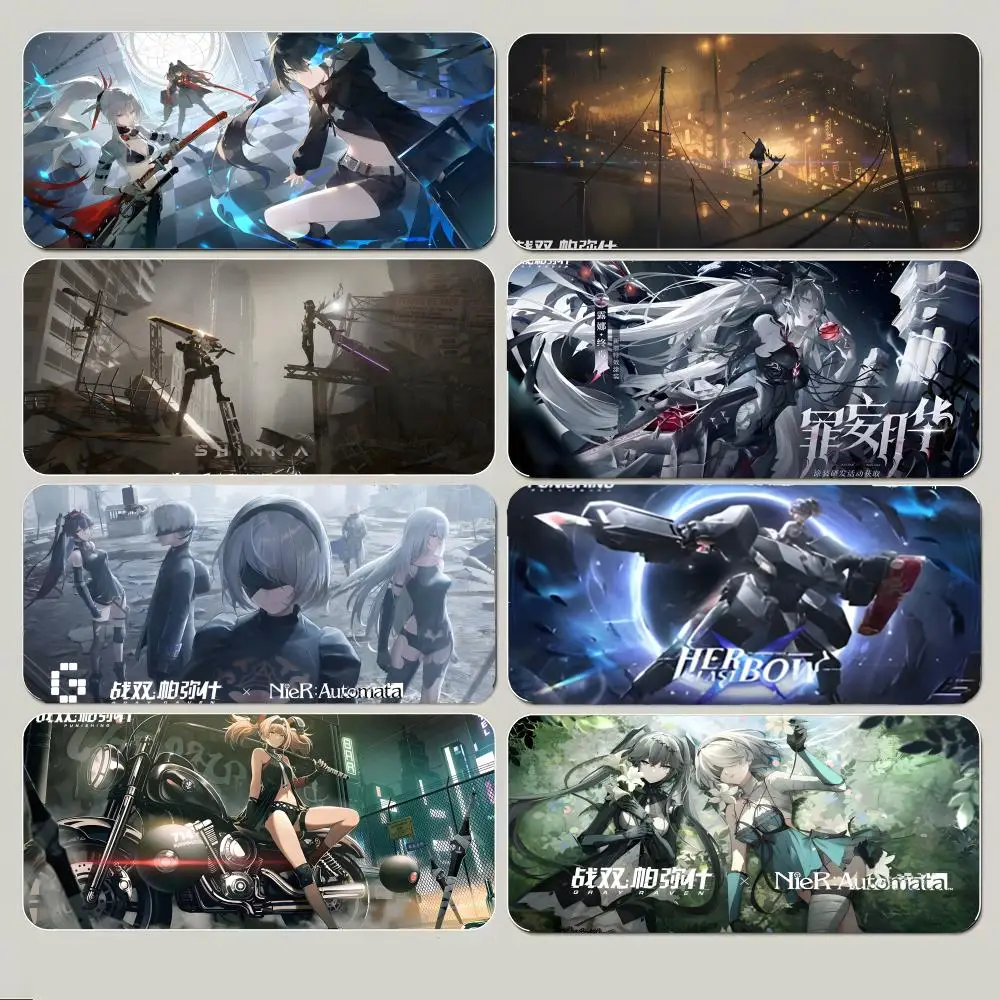 Futuristic Gray Ravens Mouse Pad Large Gaming Mousepad with Thick Stitched Edge Non-Slip Desk Mat