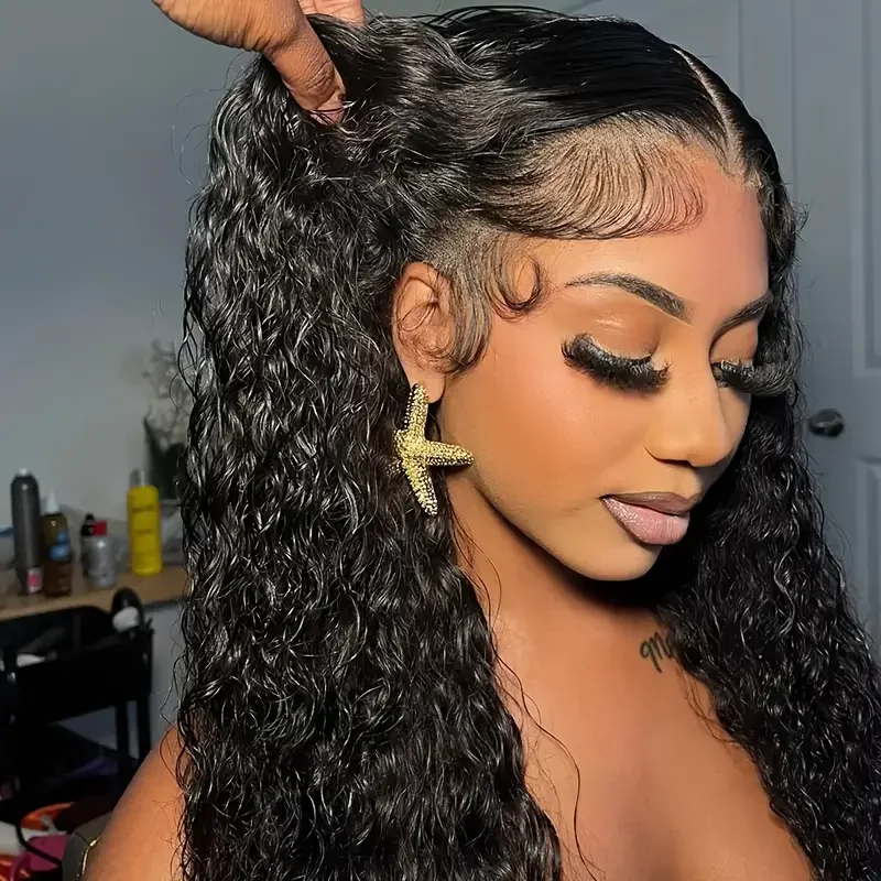 40 Polegada peruca dianteira do laço 250 densidade sem cola 100 perucas de cabelo humano hd 13x6 frontal meio fechamento cru trançado preto usar ir pronto