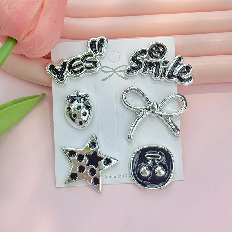 

5pcs hole shoe accessories acrylic bow tie versatile necklace butterfly pendant earrings bracelet DIY jewelry decorative accesso