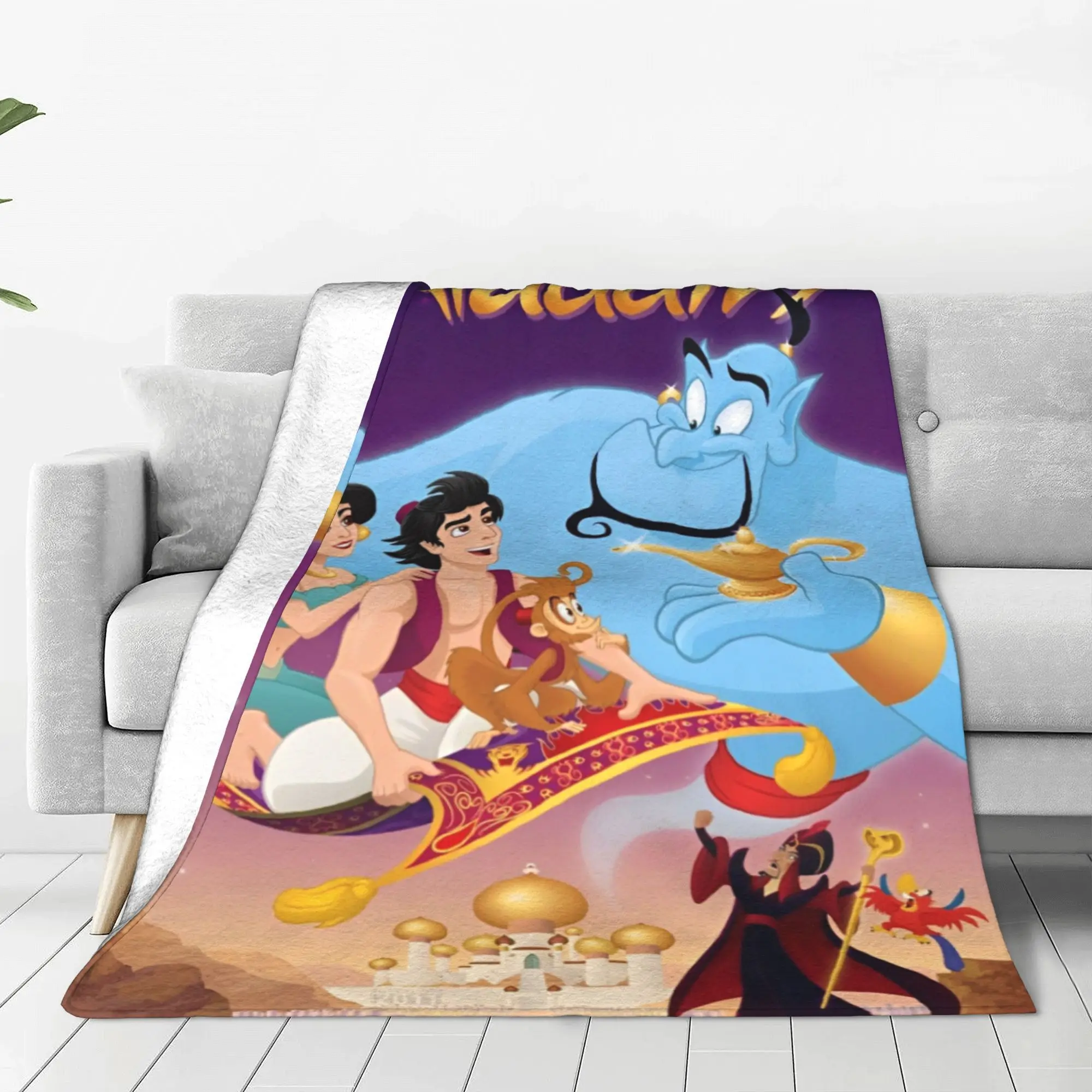 Aladdin Cartoon The Arabian Nights Blanket Flannel Spring/Autumn Princess Jasmine Portable Soft Throw Blanket for Home Rug Piece