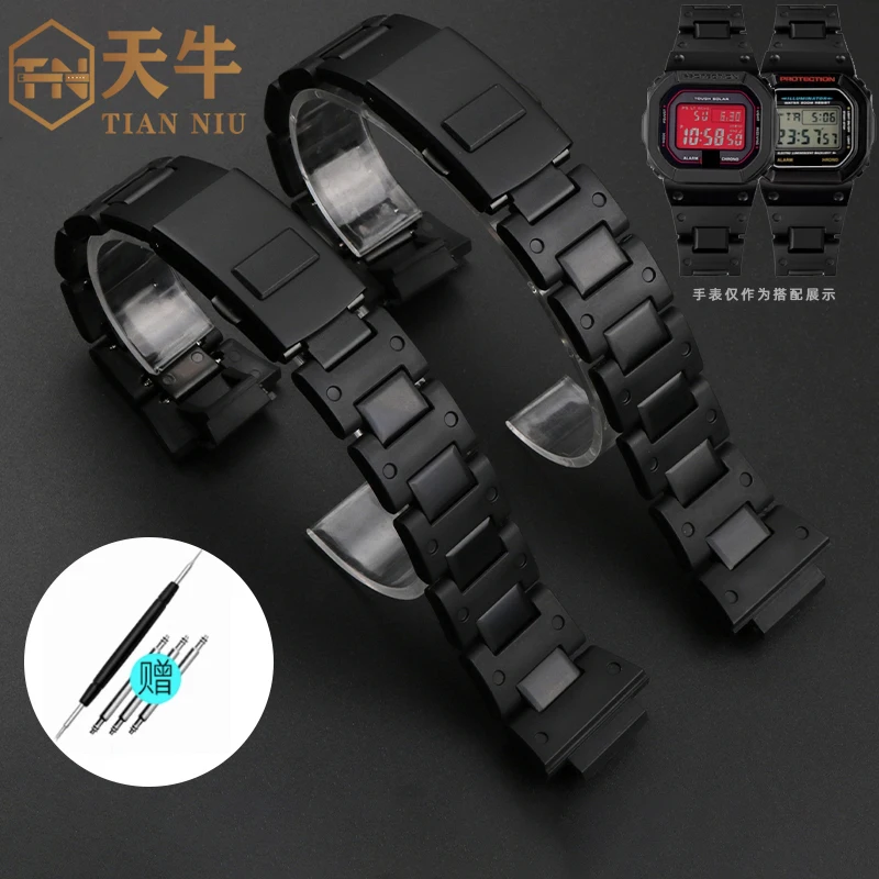 Black plastic steel watchband High quality men's watch strap For Casio G-SHOCK DW5600 GW-M5610 GA-2100 DW-6900 series Bracelet