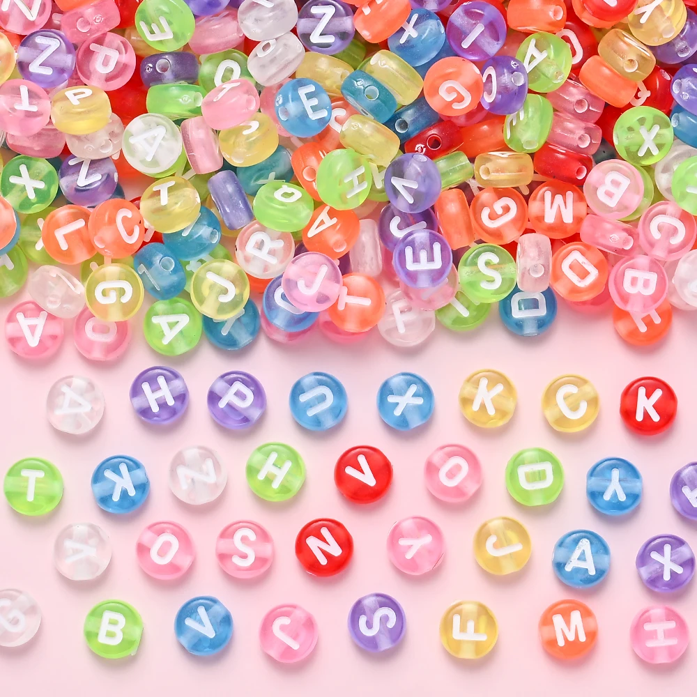 100-800 Stück Klare Acryl-Alphabetperlen Bunte Buchstaben-Abstandsperlen für Armbänder, Halsketten, Schmuck, DIY-Bastelzubehör – Detail 3