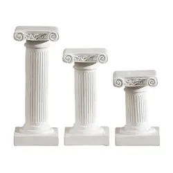 Small Mini Greek Columns Garden Ornament Candlestick Architecture Statue Vintage White Roman Pillars for Desktop Indoor Gift