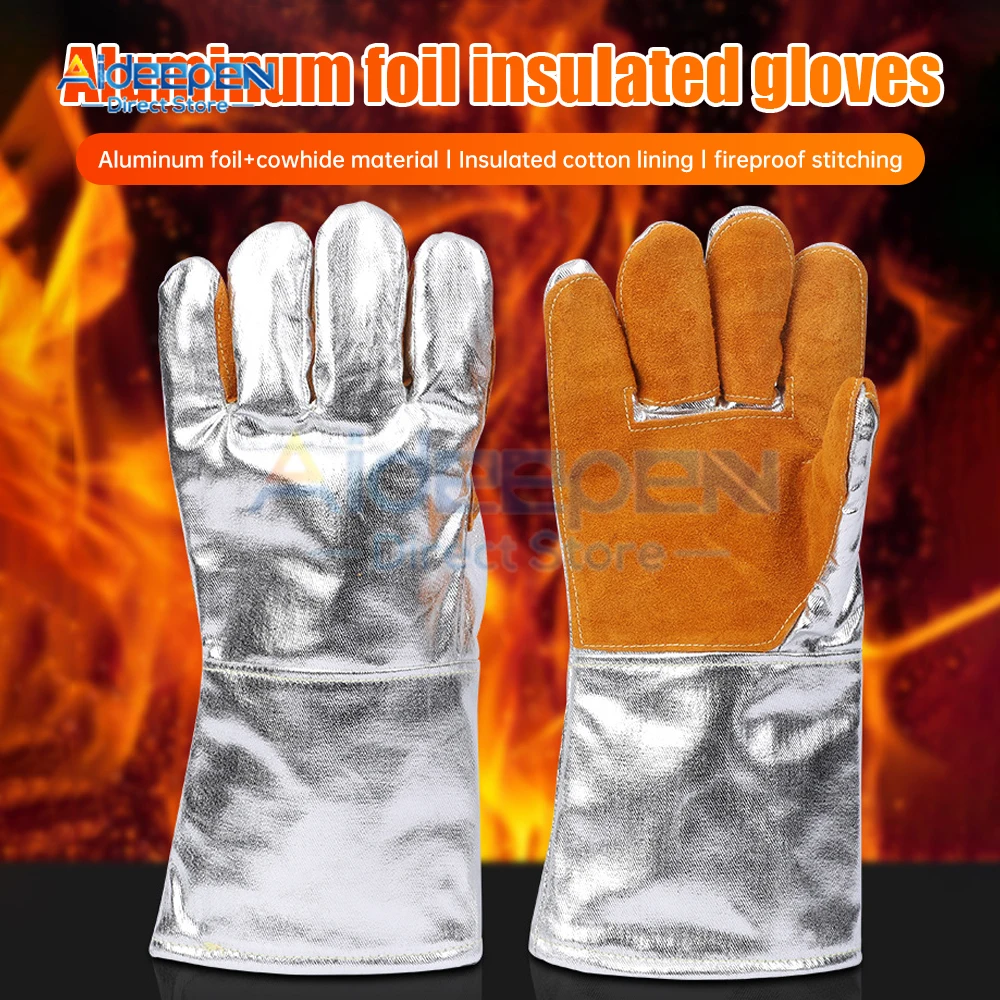 Anti-scalding Gloves Fireproof Aluminum Foil Heat Insulation Gloves Industrial Grade Oven Heat-resistant Protective Safety Glove