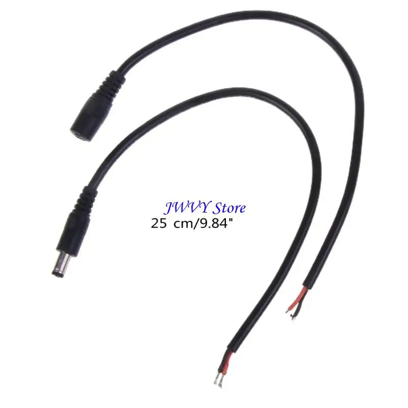 573A 1 쌍 12V 10A 파워 돼지 돼지 배럴 플러그 커넥터 케이블, 2.1mm x 5.5mm 남성 돼지 꼬리 커넥터