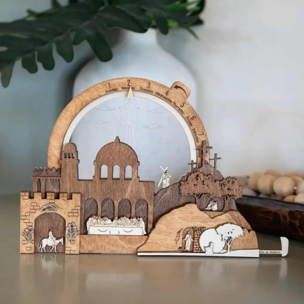 

Christmas Countdown Nativity Scene LED Lighted & Musical Tabletop Set, Indoor Christmas Decor Resurrection Scene And Crosses