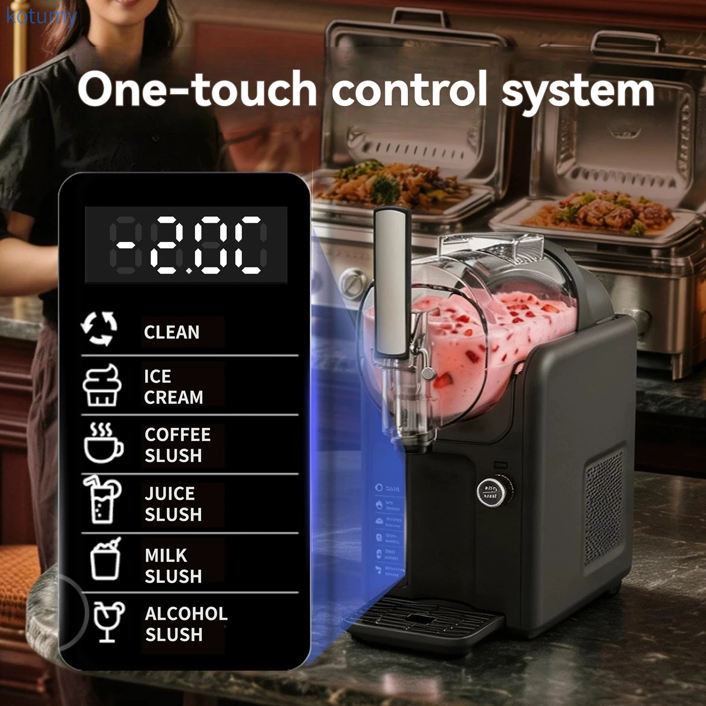 Dual-Purpose Smoothie Maker for Home & Commercial Use, Fully Automatic Slush Ice Cream Milkshake Cold Drink Machine