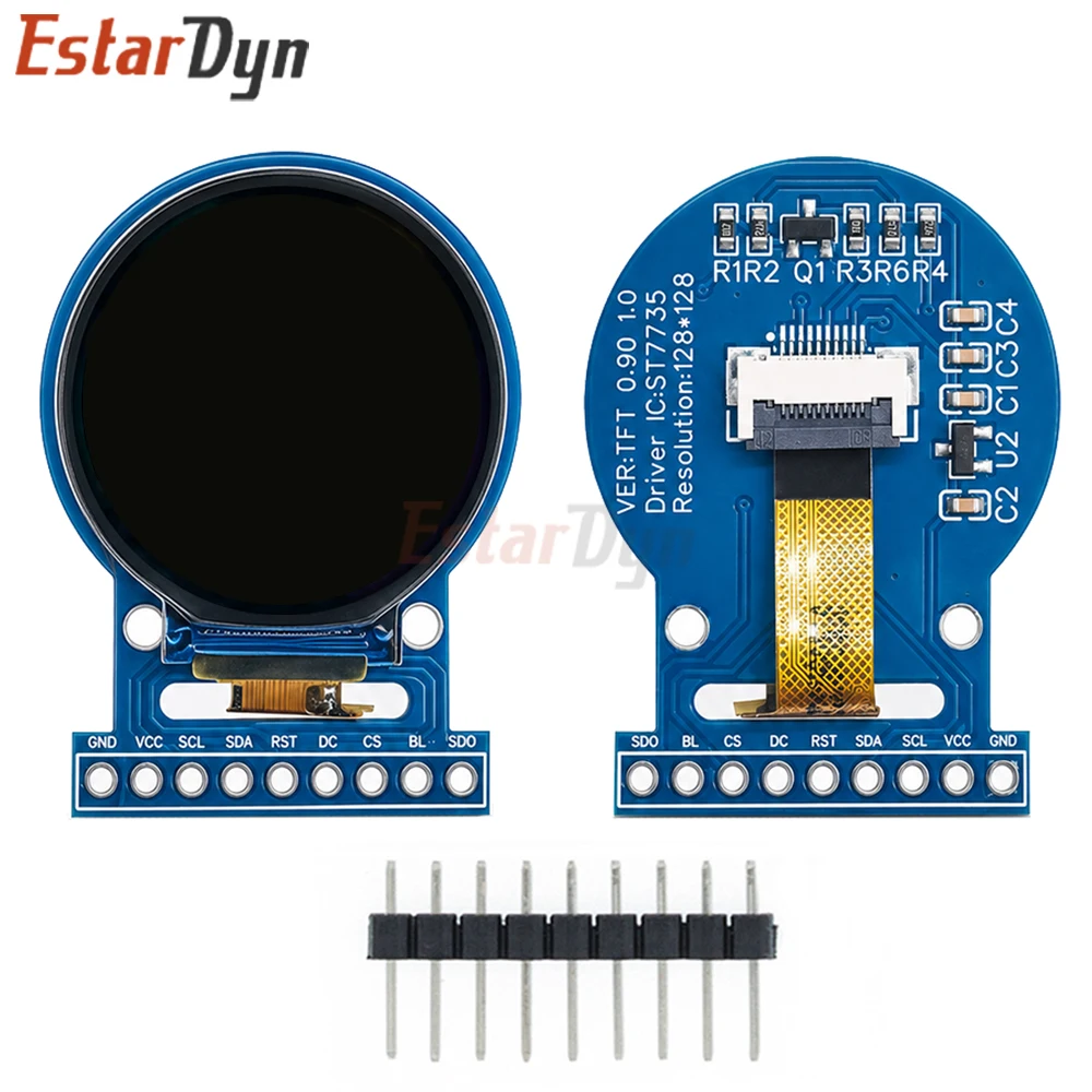 Estardyn 0.9 Inch Round TFT LCD Display Module 128x128 ST7735 SPI Color Screen for ESP32 Smart Watch DIY Wearable