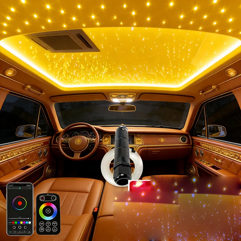 

RGBW Автомобильные RooM Star Lights Светодиодные оптоволоконные потолочные светильники со звездой Оптическое волокно с радиочастотным управлением Мобильное приложение оптоволоконная лампа МАЛЕНЬКАЯ 6 Вт