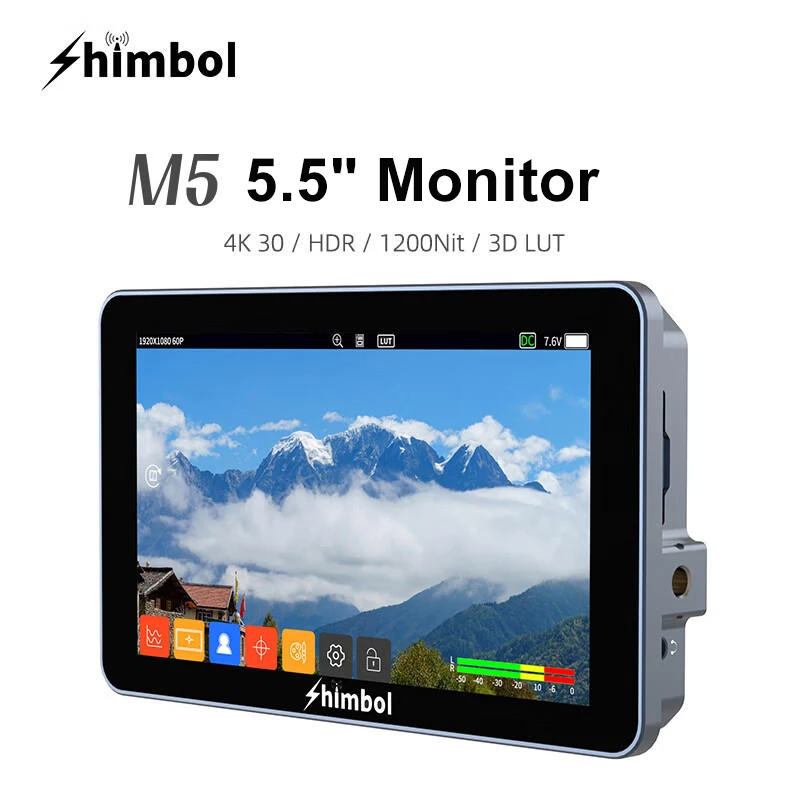 

SHIMBOL M5 5.5 Inch 3D LUT Touch Screen 4K Monitor 1200nit High Brightness HDMI-compatible on DSLR Camera Field Monitor