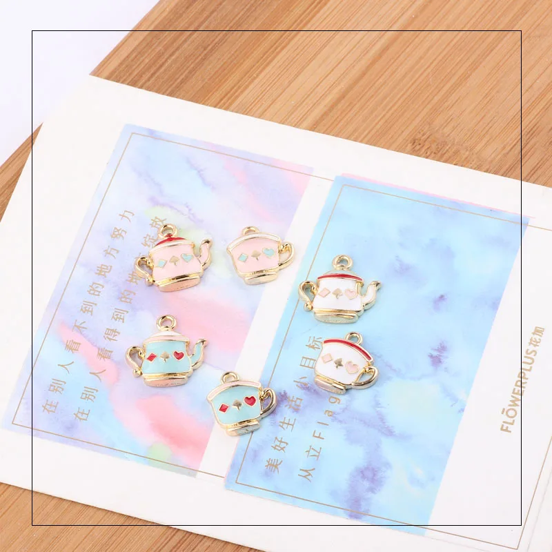 1pcs Diy Jewelry Accessories Teapot Teacup Pendant Material Aladdin Magic Lamp Fairy Tale Earrings Handmade Charms