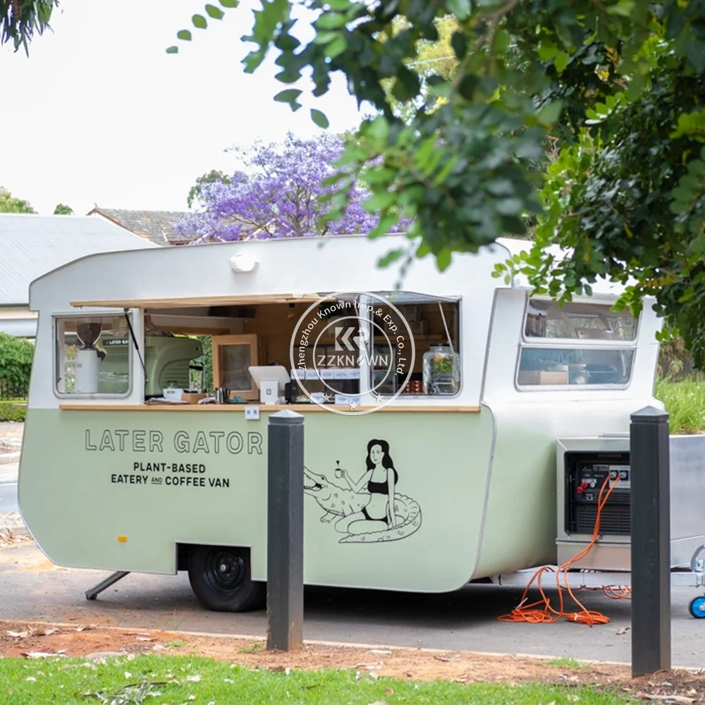ปรับแต่งรถพ่วงอาหารครัวเต็มรูปแบบกาแฟพิซซ่ารถเข็นรถเข็นสุนัขร้อนสัมปทานรถบรรทุกอาหาร Street Ice Cream Shop Kiosk