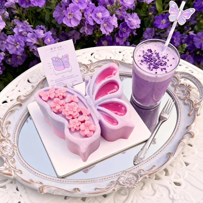 

3d большая силиконовая форма для торта с бабочкой и цветком, ручная работа, сделай сам, креативная запеченная пищевая силиконовая форма, инструменты для украшения торта