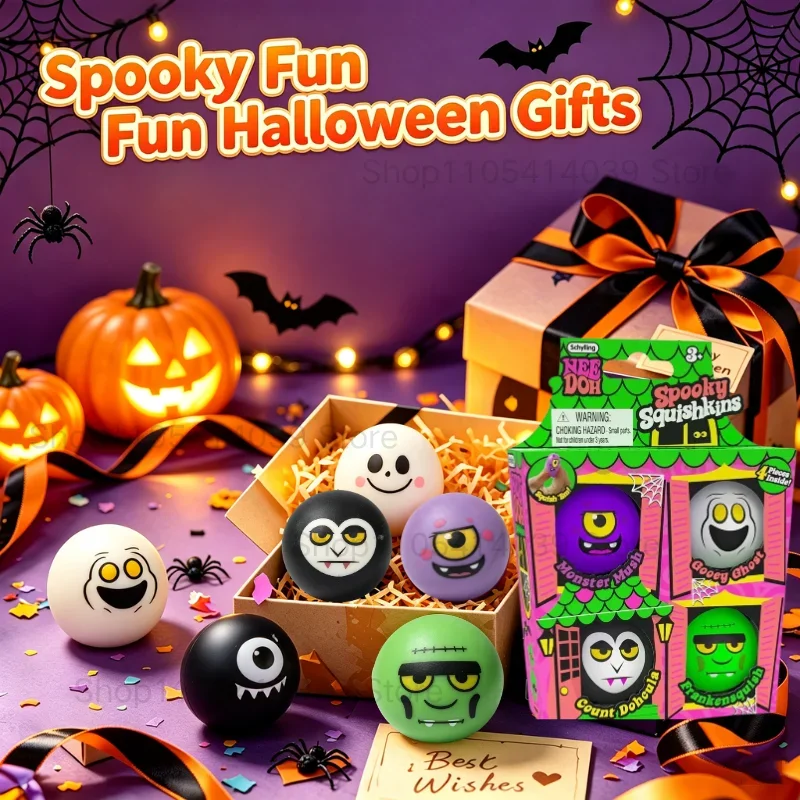 Mini Ghost Squishy Slow Rebound Sensory Toy Set Halloween Stress Relief Fidget Party Gift for Kids Adults Schylling NeeDoh