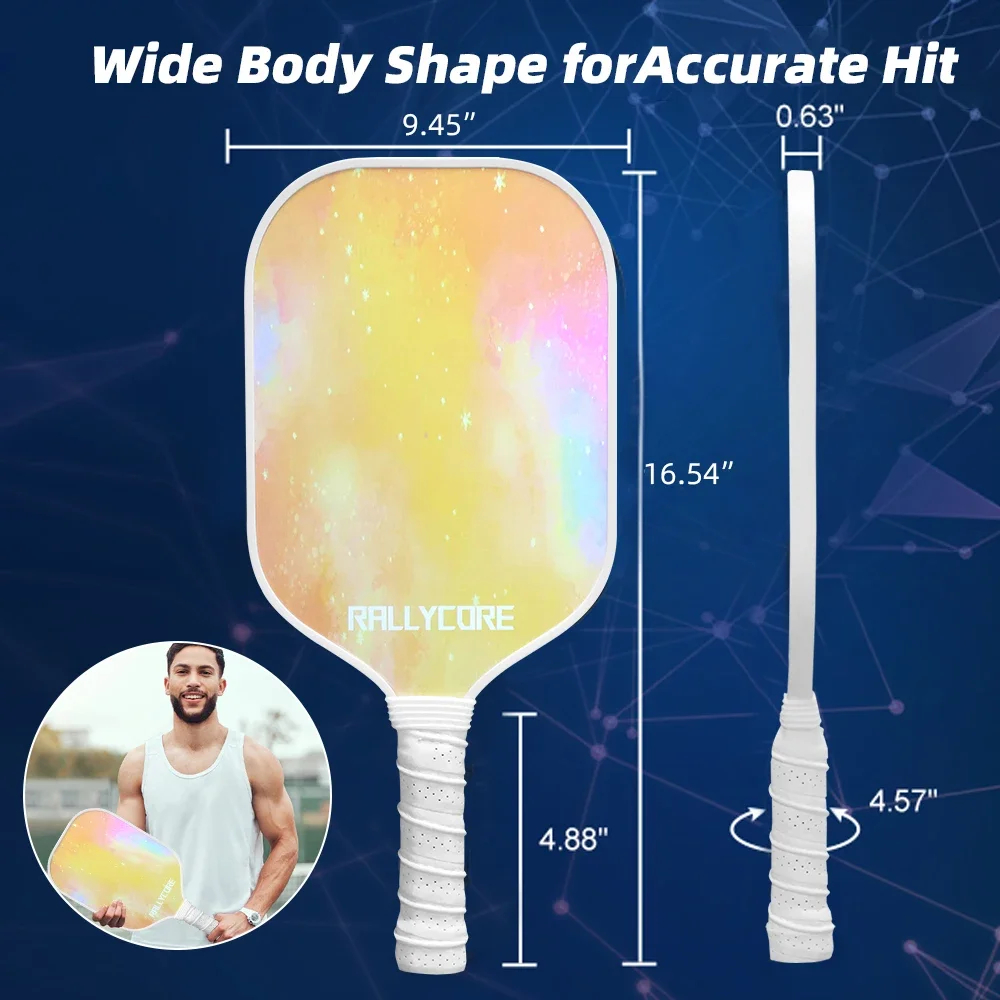 アップグレードされたコントロール機能付きグラスファイバー製ピクルボールパドル（2個セット）、プレミアムな滑り止めグリップと大きなスイートスポット、あらゆるスキルレベルに対応するパドルセット