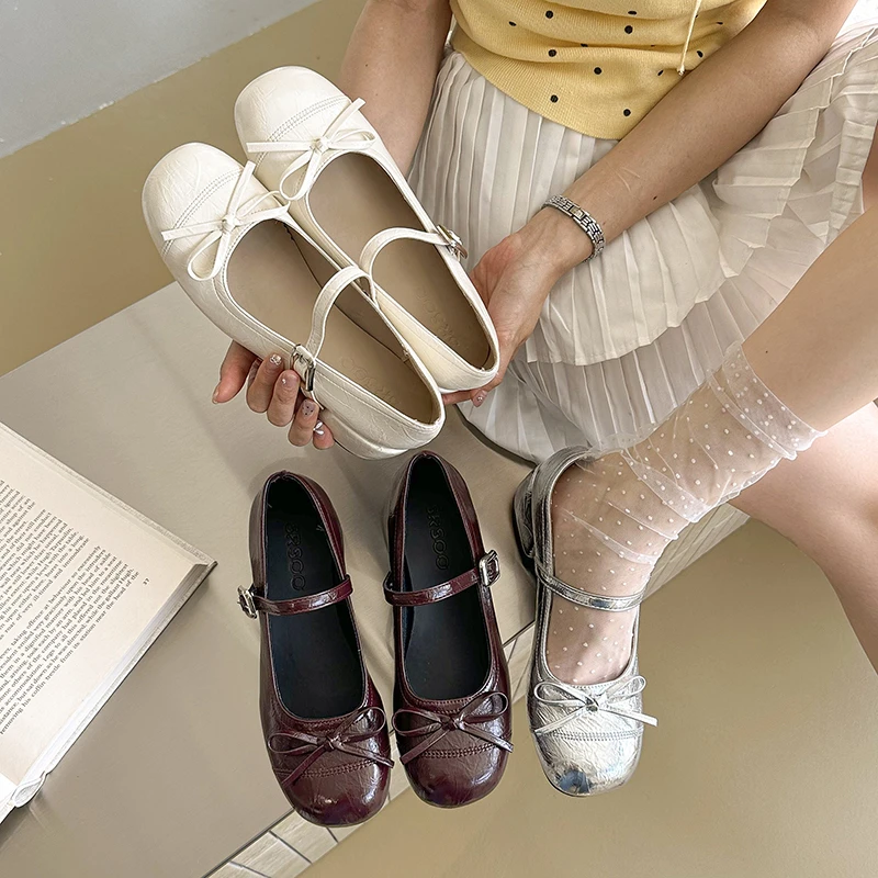 

New Style Women's Spring Autumn Women Mary Jane Shoes Fashion Butterfly-knot Shoes Casual Low Heel Dress Street Style Shoes