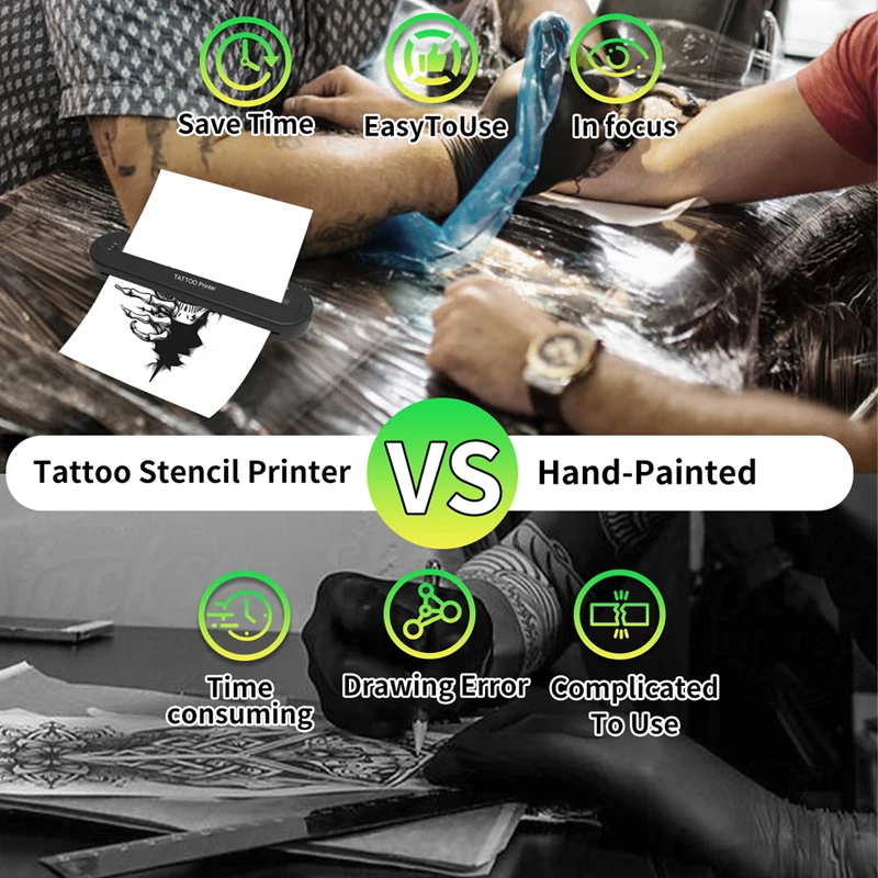 New Ats886 A4 Tattoo Thermocopier Wireless Tattoo Transfer Bluetooth Mobile&pc Printer Thermal Printer Tattoo for Machine Print