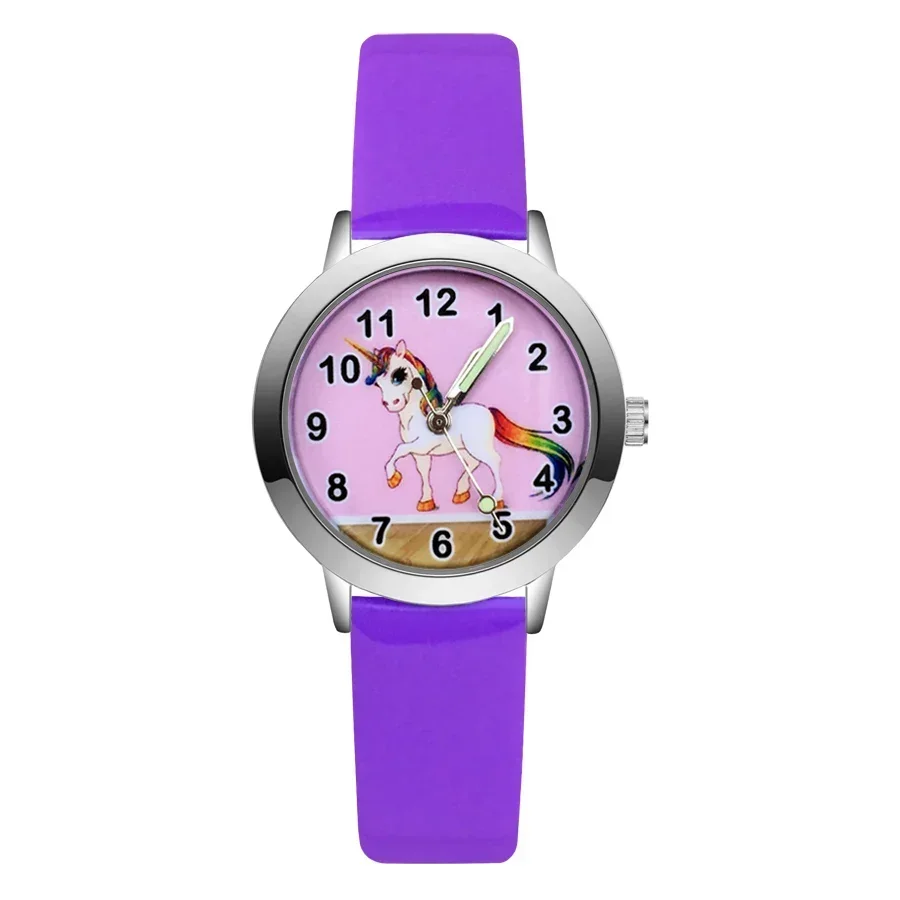 أزياء حساسة الكرتون قوس قزح الأطفال أطفال طالب بنات بنين كوارتز جلد نايلون حزام الراقية العلامة التجارية ووتش مصنع كامل