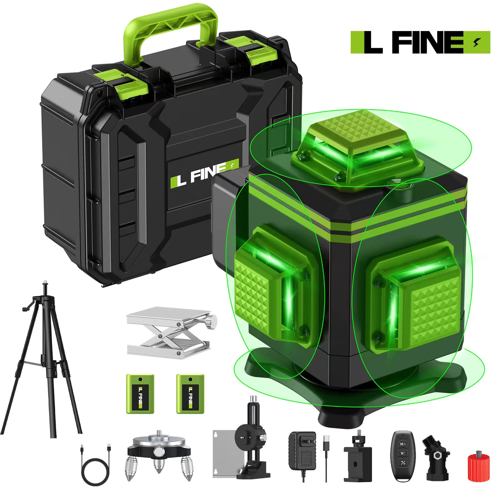 Lfine 4D 16 Lines Laser Levels 360°Self-leveling with Tripod and Suitcase Professional Horizontal And Vertical Laser Level Tool